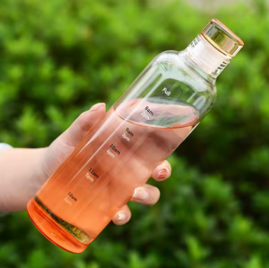 Newest Water Cup Sport Water Bottle With Time Scale Couple Plastic Safe Life