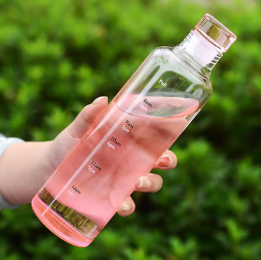 Newest Water Cup Sport Water Bottle With Time Scale Couple Plastic Safe Life