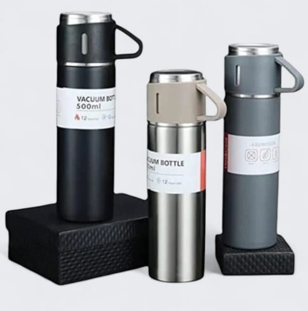 3 in 1 Vacuum Insulated Thermal Flask Set With Cup Set Safe Life